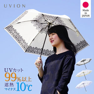 UVION ユビオンプレミアムホワイトレースULTRA 軽量折りたたみ たたみ 50cm UVカット 遮熱【全3色】